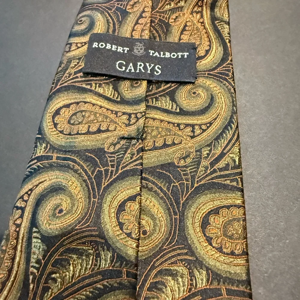 Robert Talbott Gold and Black Paisley Tie - Picture 2 of 5